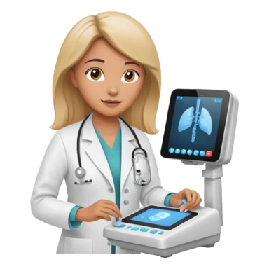 female doctor working an ultrasound machine sticker