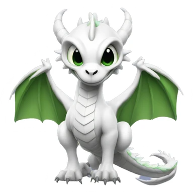 White flying dragon with green eye, big wings , and big muscles sticker