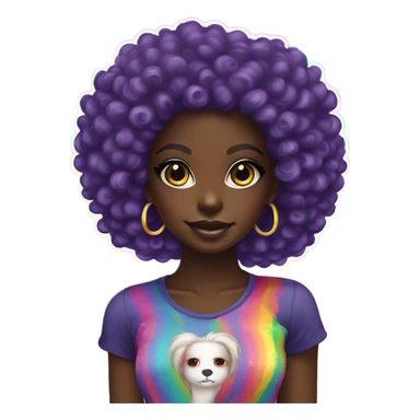 Lisa frank dark skin girl with rainbow Afro  sticker