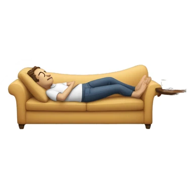 A person lying on a sofa, one leg crossed over the other, with hands behind the head, relaxing in a cozy setting sticker