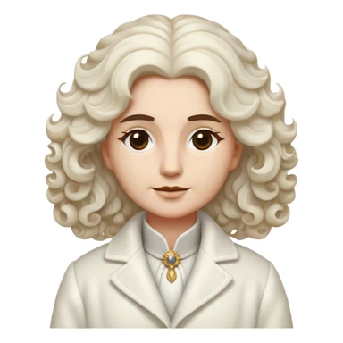 Cinematic Noble Wavy-Haired Maltese Portrait Emoji, Poised and regal, with a delicate, compact build and a pristine, wavy-haired white coat that cascades in gentle curls, deep-set soulful dark eyes, Simplified yet sharp and sophisticated features, highly detailed, glowing with a soft, dignified glow, high shine, intelligent and gentle, stylized with an air of refinement, focused and attentive, soft glowing outline, capturing the essence of a watchful and graceful companion, so majestic it feels as though it could prance out of the screen with effortless authority! sticker
