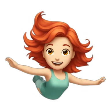 flying girl with red hair sticker