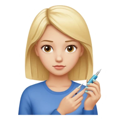 Blondie girl making nails sticker