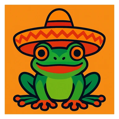 Mexican frog wearing a sombrero, cartoon style, vibrant colors sticker