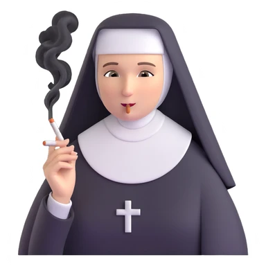 nun smoking a cigarette sticker
