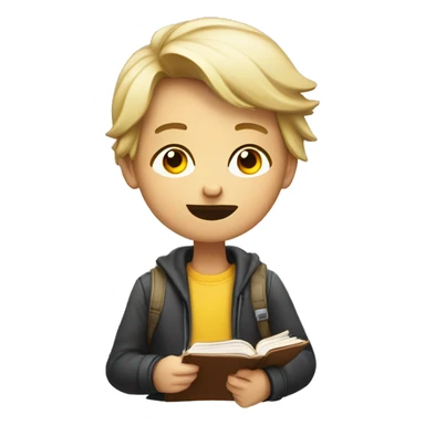 bored demotivated young student holding book sticker