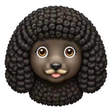 black poodle, round face sticker