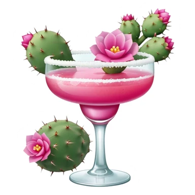 Prickly pear cactus pink margarita with pink flower and sugar rimmed glass  sticker