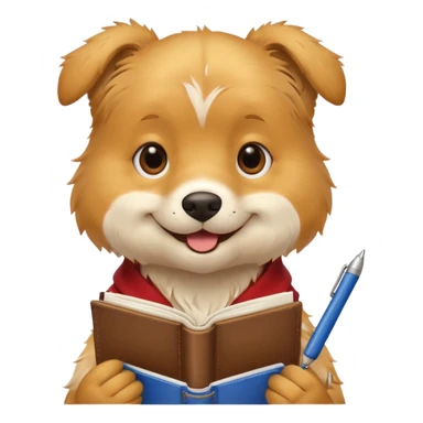 funny full dog with diary and pen sticker