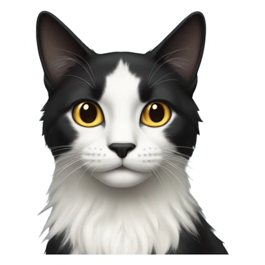 black cat long-haired with half white head sticker