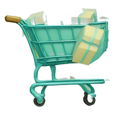 I need a metal shopping cart filled with tiffany-colored boxes. sticker