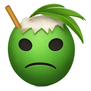 a green coconut with a straw on it sticker