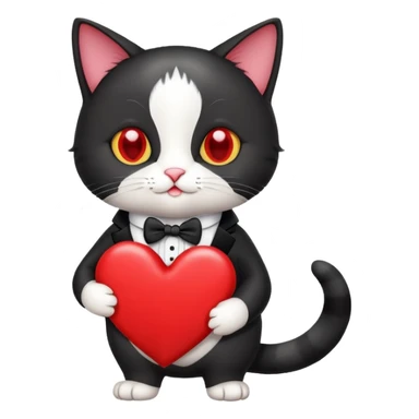 Tuxedo cat carrying 💌 sticker