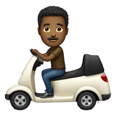 A man who has sitting on a black coupe sticker