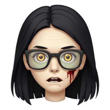 zumbi de cabelo grande preto,olhos pretos e oculos quadrado sticker