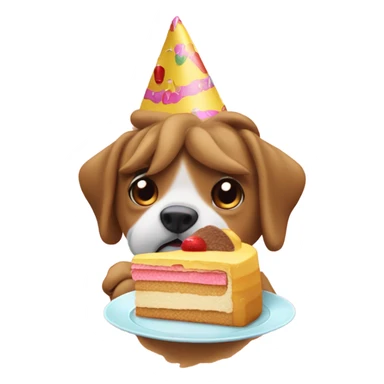 Perro comiendo una tarta con un gorro de fiesta sticker