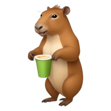 capibara holding a chai latte sticker