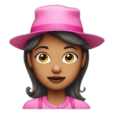 a girl with pink hats, eyes, mouth, earrings sticker