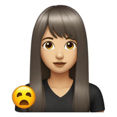 dark-brown-long-hair-fringe-girl-with-black -eyes Download emoji sticker