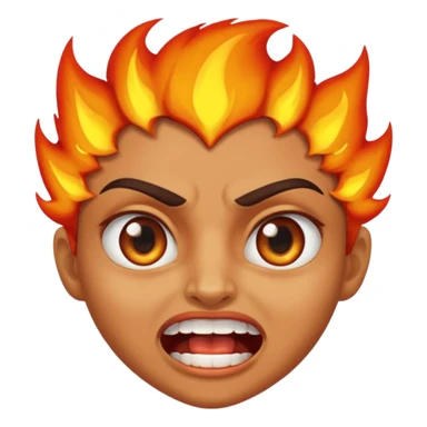 revenge time emoji, intense facial expression, fiery eyes, clenched teeth sticker