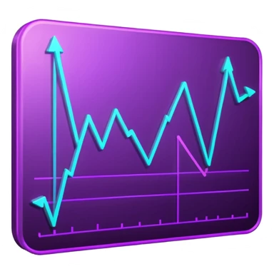 A glowing purple hologram of a line chart sticker