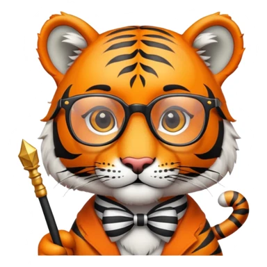 Tiger Harry Potter with wand and glasses sticker