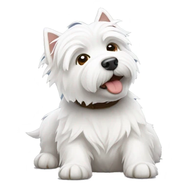 white west highland terrier lying and rolling sticker
