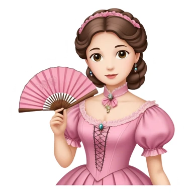 Victorian lady in pink holding a fan sticker