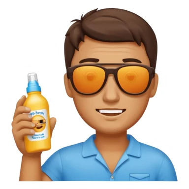 
male suncream bottle and sunglasses, with sun burned sticker