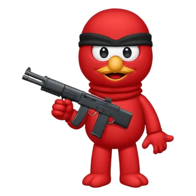 elmo with an gun and an black balaclava sticker