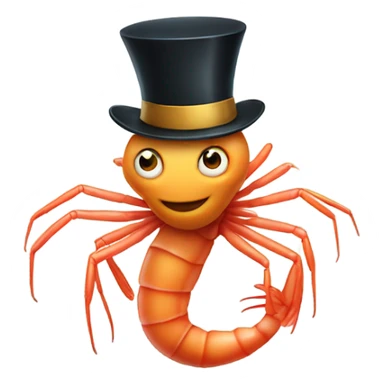 Shrimp with top hat waving sticker
