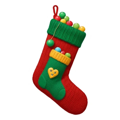 A cozy old-timey Christmas stocking full of vintage toys and candy sticker
