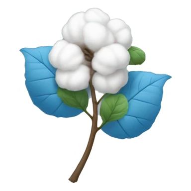 cotton plant with half blue and half white leaves sticker