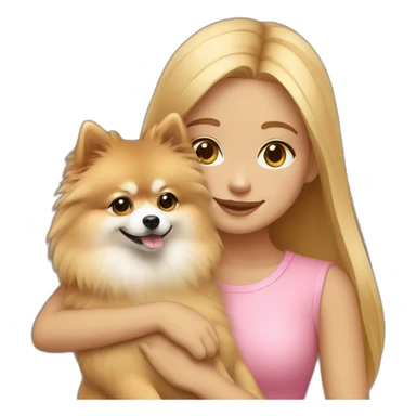 light-skinned-girl-petting-pomeranian sticker