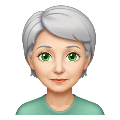 older woman with short grey hair and green eyes sticker