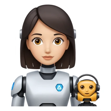 female AI robotics engineer with dark hair, and autonomous car robot  sticker