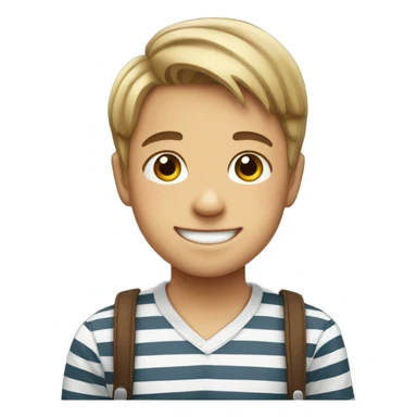 smiling boy in striped shirt sticker