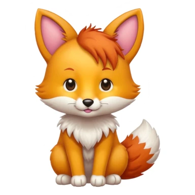 renard kawai avec un coeur jaune sticker