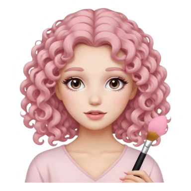 longer curly hair, and pretty withe makeup on giving clean girl vibes sticker