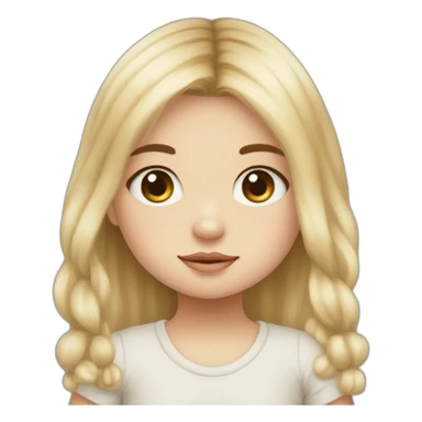 bébé fille blonde décoiffée aux yeux bleus avec une peluche Totoro  sticker