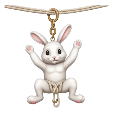 A realistic rabbit hanging tightly from a hangman’s noose  sticker