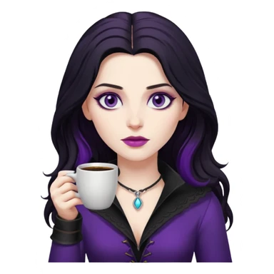 yennefer with purple eyes drinking coffee  sticker
