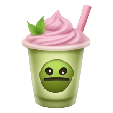 Vanilla matcha with a pink clear cup sticker