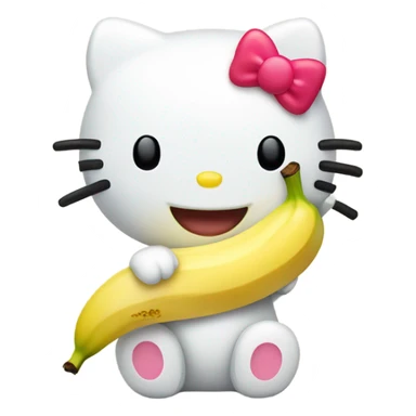 hello kitty eating a banana sticker