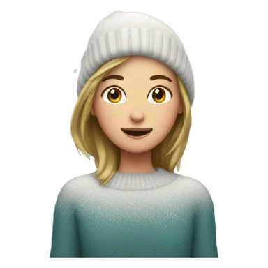 Snow falling on girl in sweater sticker