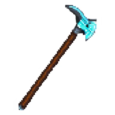pixelated Minecraft diamond pickaxe with brown handle sticker