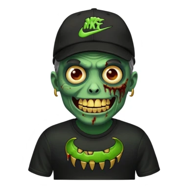 Faça um zombie com uma blusa da Nike preta com um boné preto da Nike tbm, que o zombie tenha dentes de ouro. sticker