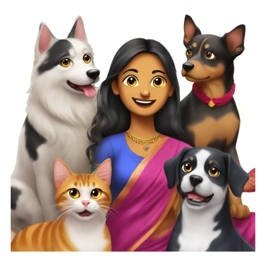 Create a Diwali greetings with the name from Abhirami and family with dogs and cats  sticker