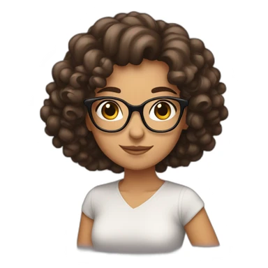 brunette girl with glasses and curly hair with text "approved" sticker