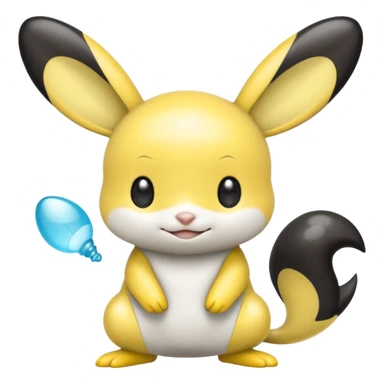 Shiny glossy glassy oily black and white and yellow and cyan Emolga (full body) sticker
